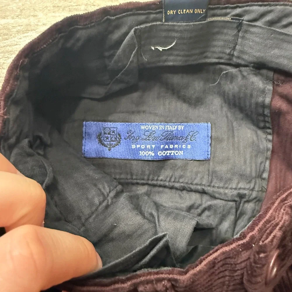 Brooks Brothers Loro Piana Corduroy Pants Mens 35 Brown Burgundy Made in Italy